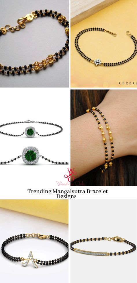 Bracelets Gold Simple For Women Black Beads, Gold Hand Mangalsutra Designs, Black Beaded Bracelets Women, Black Bead Bracelet Gold, Mangal Sutra Bracelet Design, Mangalsutra Bracelet Designs Gold, Black Beads Bracelet Gold For Women, Hand Mangalsutra Bracelet In Gold, Ladies Bracelets Gold Design