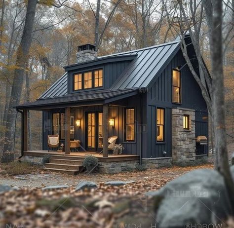 Rustic Cabins & Wood Decor | My Dream | Facebook Barn Style House Plans, Small Cottages, Cabin Exterior, Cabin House Plans, Modern Farmhouse Exterior, Barn Style House, Tiny House Cabin, House Plans Farmhouse, Cabins And Cottages