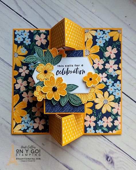 Online Cardmaking Class with the Petal Park Stamp Set from Stampin' Up!® - ON Y GO! STAMPING Petal Park, Joy Fold Card, Online Card, Fancy Fold Card Tutorials, Card Making Ideas, Gatefold Cards, Handmade Thank You Cards, Shaped Cards, Fancy Fold Cards