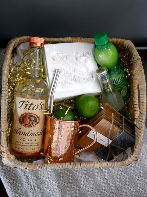 moscow mule gift basket ideas Mule Gift Basket, Moscow Mule Gift Basket, Moscow Mule Gift, Stock The Bar Party, Auction Basket, Liquor Gifts, Raffle Basket, Auction Baskets, Boyfriend Gift Basket