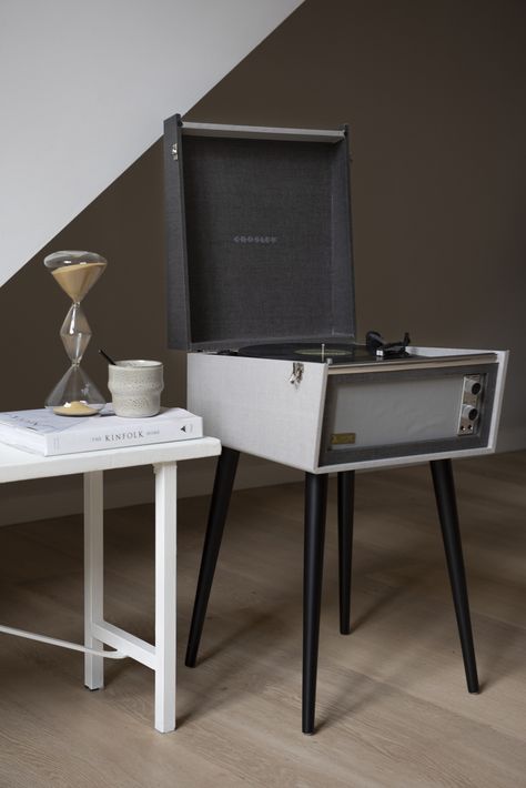 A record player and furniture piece in one.  #recordplayer #grey #records #vinyl #recordcollection #trend2020 #analogmusic #crosleyradio Crosley Radio, Bluetooth Record Player, Beach Boy, Records Vinyl, Vintage Suitcase, Beach Boys, The Beach Boys, Record Players, Record Collection