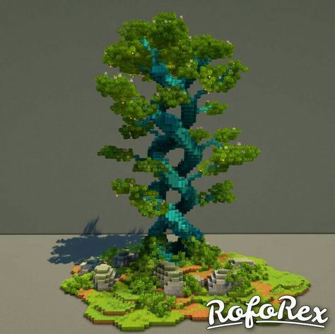 Minecraft Massive Tree, Fantasy Floating Islands, Minecraft Spawn Point Ideas, Fantasy Builds, Minecraft Tree, Dna Tree, Minecraft Statues, Floating Islands, Bangunan Minecraft