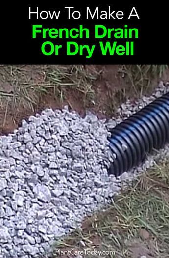 A French drain or dry well is a trench filled with rock or gravel with a perforated pipe directing surface water away from a structure [LEARN MORE] Gutter Drainage, Backyard Drainage, Landscape Drainage, Yard Drainage, French Drain, Drainage Solutions, Drain Pipe, Dry Well, Surface Water