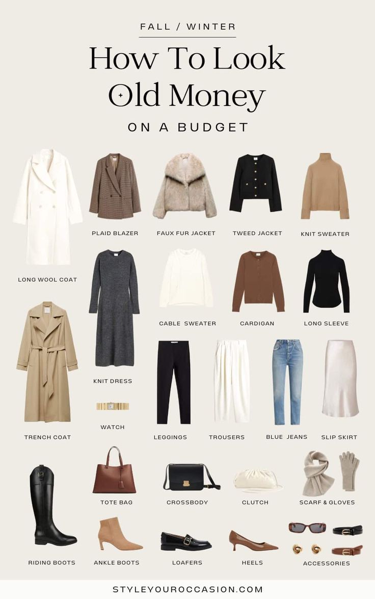 How To Dress 'Old Money' On A Budget: Fall & Winter [2024] Minimal Old Money Outfit, Winter Wear Styles For Women, Fall Old Money Outfits 2024, Winter Aesthetic Clothing, What Vibe Do I Give Off Outfit, Fall Winter Outfits Old Money, Old Money Fall Capsule 2024, How To Style My Clothes Outfit Ideas, Preppy Style Capsule Wardrobe