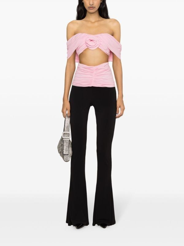 Magda Butrym rose-appliqué Ruched Top - Farfetch Winter Party Outfits, Top For Winter, Jean Rose, Magda Butrym, Ruched Top, City Dress, Winter Party, Cut Out Top, Party Outfits