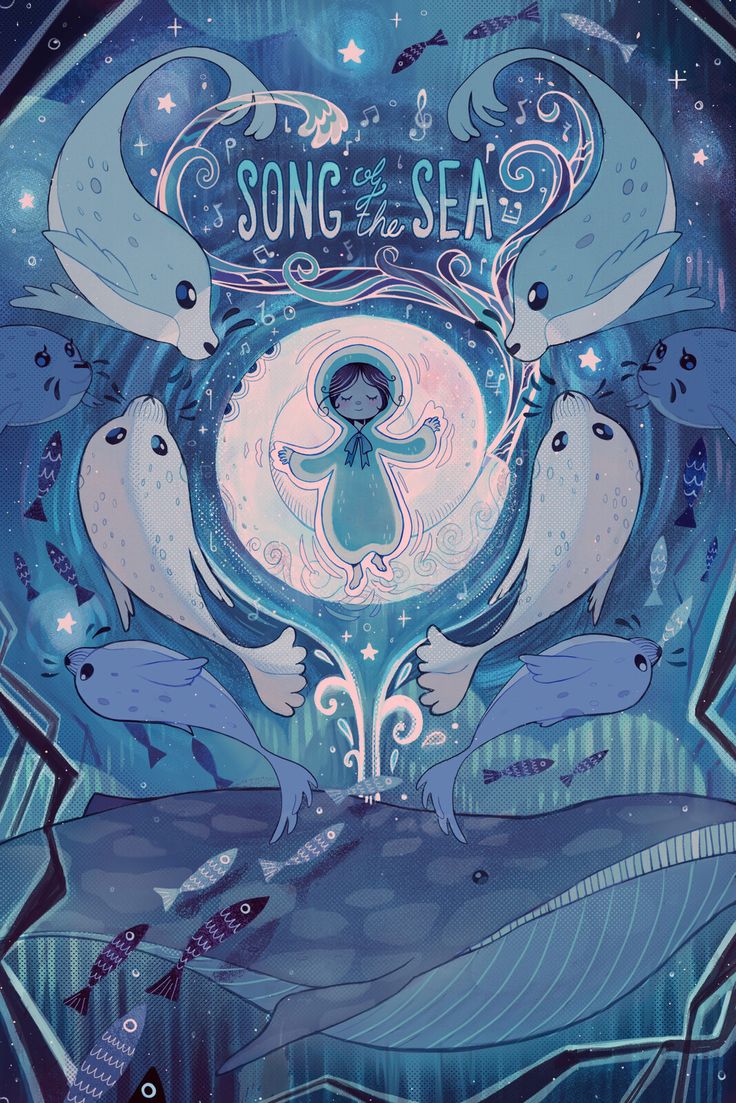 Song of the Sea Movie Poster, Passion Peachy on ArtStation at https://www.artstation.com/artwork/68GwV5 The Song Of The Sea, Irish Folklore, Song Of The Sea, Sea Illustration, Blue Art, Art Inspiration Drawing, The Song, Cool Drawings, New Art