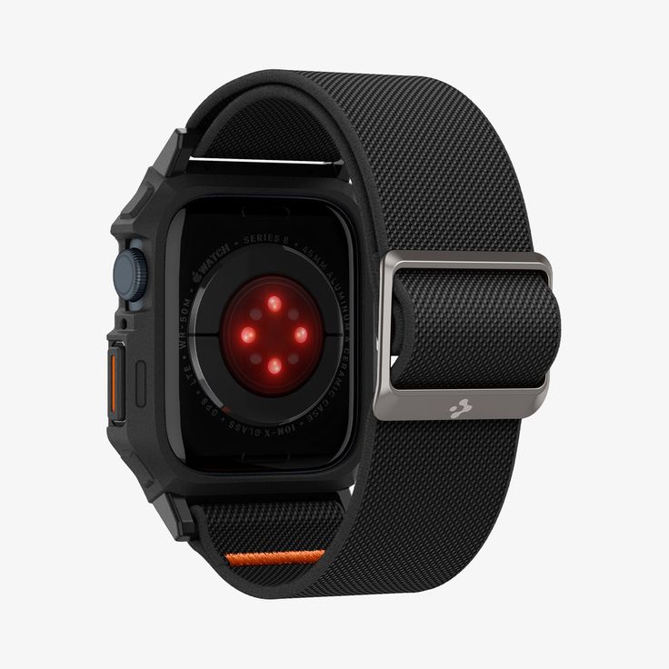 an apple watch with a red light on it's face