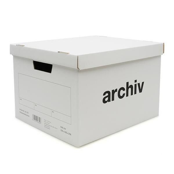 a white box with the word archiv printed on it