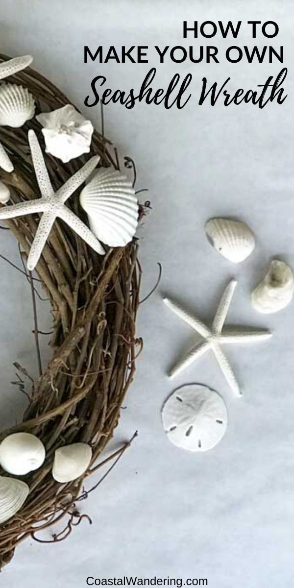 seashell wreath with starfish and shells on it