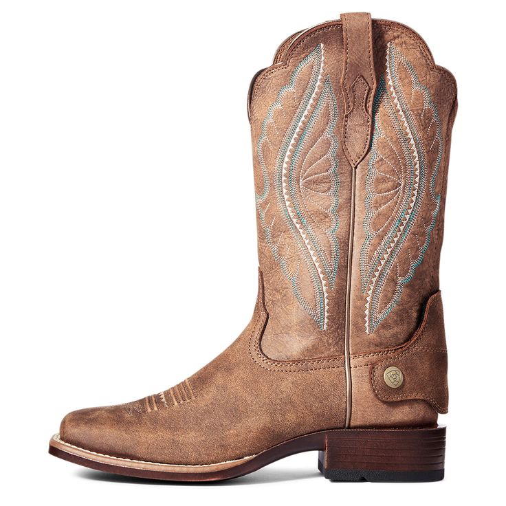 Women's Primetime EZ Zip Western Boots in Tack Room Brown, size 7 by Ariat Professional Bull Riders, Room Brown, Team Roping, Ariat Boots, Brown Fits, Tack Room, Western Boots Women, Leather Cowboy Boots, Western Boot