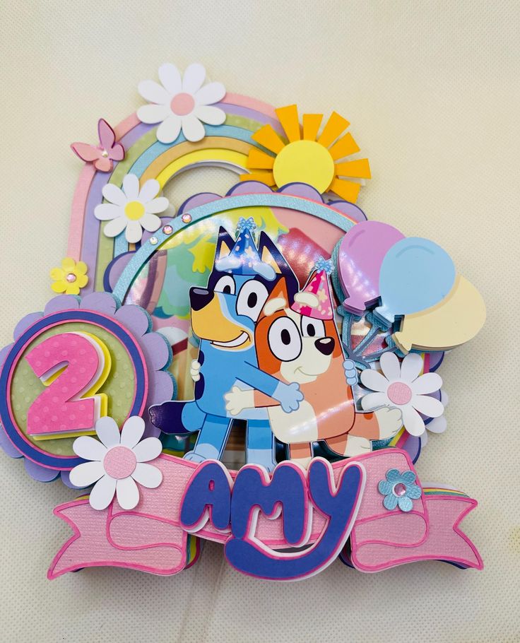 a couple of cartoon characters standing next to each other in front of a number two sign