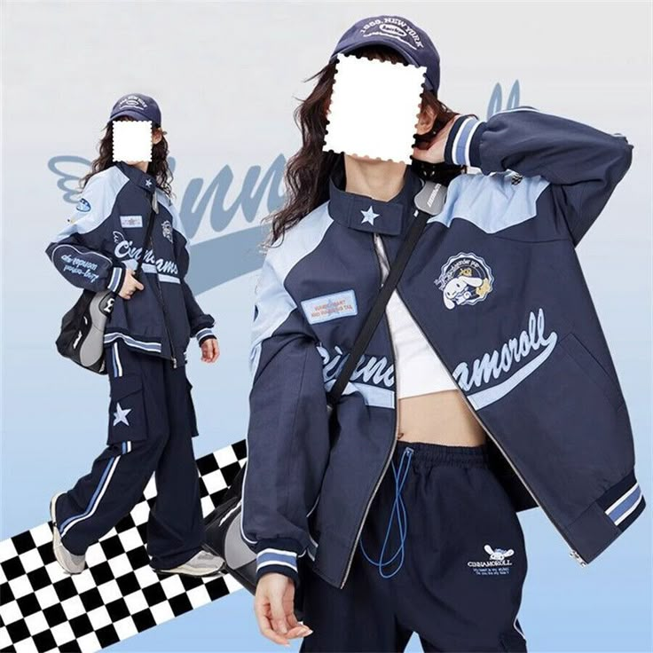 Casual Cinnamoroll Loose Jacket Cargo Pants Coat Trousers Girls' College Uniform 100% New Condition and High Quality Color:  (As shown in picture)  Size: S/M/L/XL/XXL/XXXL Package: 1 PC   Jacket Size Chart:  Size (cm) Clothing Length Bust Sleeve S 67 124 78 M 68 128 79.5 L 69 132 81 XL 70 136 81.5   Pants Size Chart:   Size (cm) Pant length Hip Waistline S 100 96 Elastic waist M 101 100 Elastic waist L 102 104 Elastic waist XL 103 108 Elastic waist XXL 104 112 Elastic waist XXXL 105 116 Elastic waist   Manual measurement. The error of 1-3 cm is within the normal range.        Please Note: 1,It is Asian size, it is smaller than US /AU/ EU size(1cm=0.39inch) 2,if you cannot make sure the size, Please tell us your measurements such weight and height,we will help you choose a suitable size 3,A Cinnamoroll Inspired Outfit, Cinnamoroll Jacket, Blue Streetwear Outfit, Japanese Street Fashion Harajuku, Sanrio Jacket, College Uniform, Loose Jacket, Making Clothes, Workout Fits