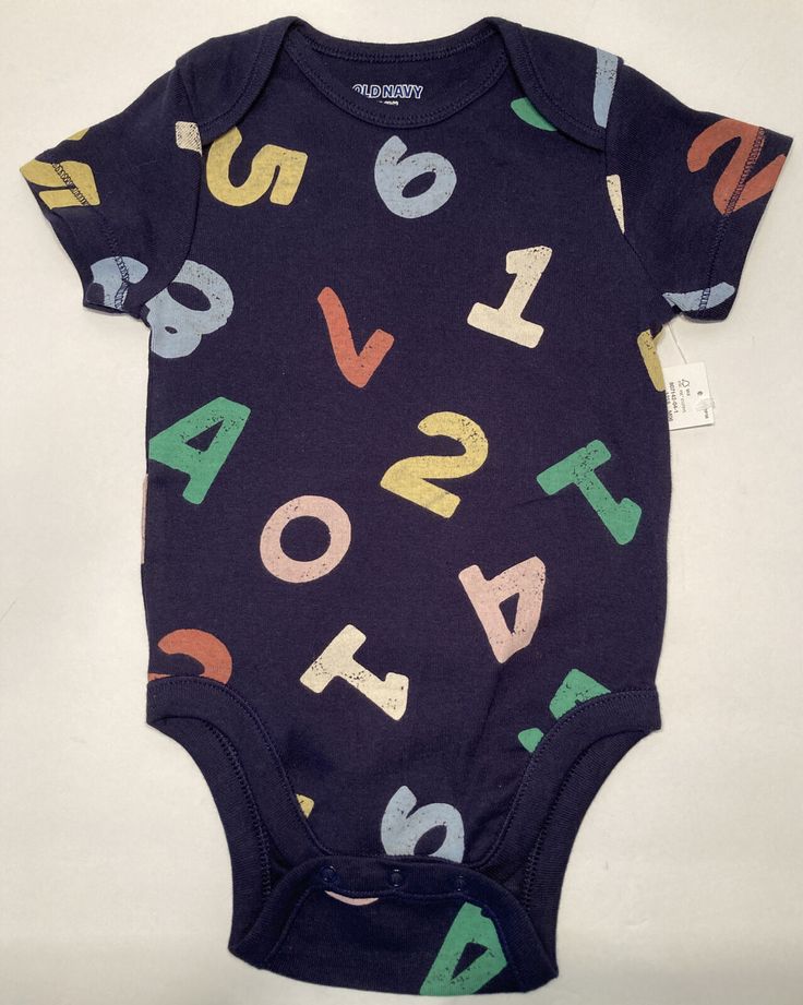 New with Tags  Old Navy  Boy’s/Girl’s Short Sleeve One-Piece with Numbers  Size 12-18 Months  Navy Blue One-Piece with Colorful Numbers All Over  3 Snaps at the Bottom  100% Cotton Colorful Numbers, S Girl, Blue One Piece, Navy Baby, Baby & Toddler Clothing, Baby Toddler, Old Navy, Baby Onesies, Baby Clothes