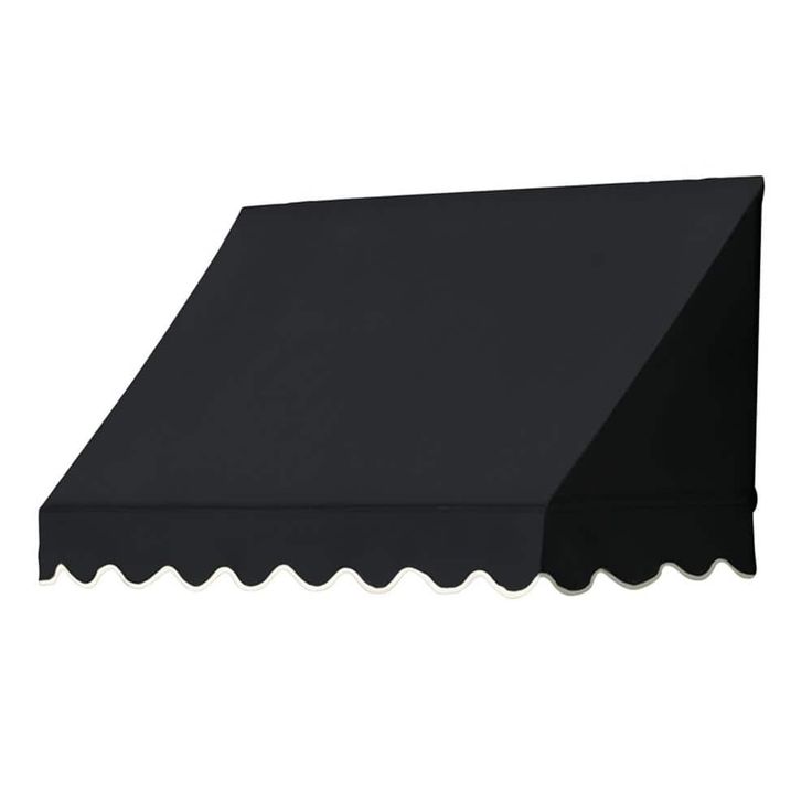 a black awning with scalloped edges