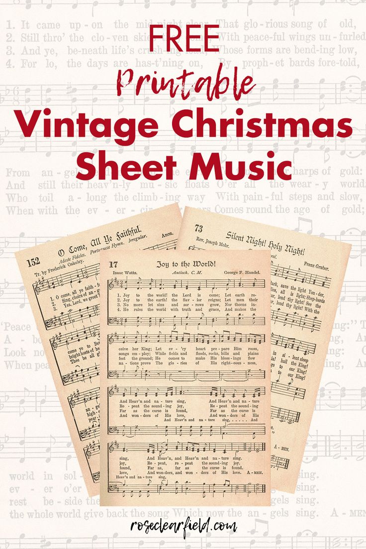 three sheet music sheets with the words free printable vintage christmas sheet music on them