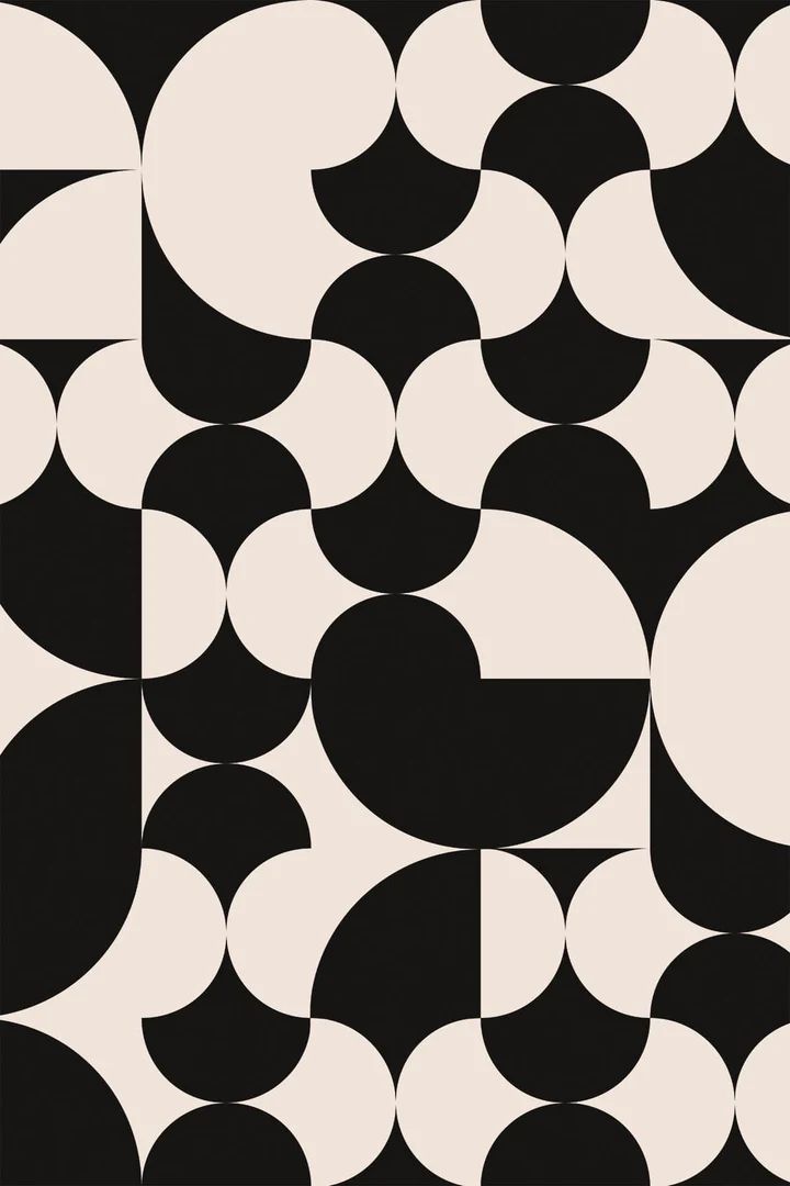 an abstract black and white pattern with circles