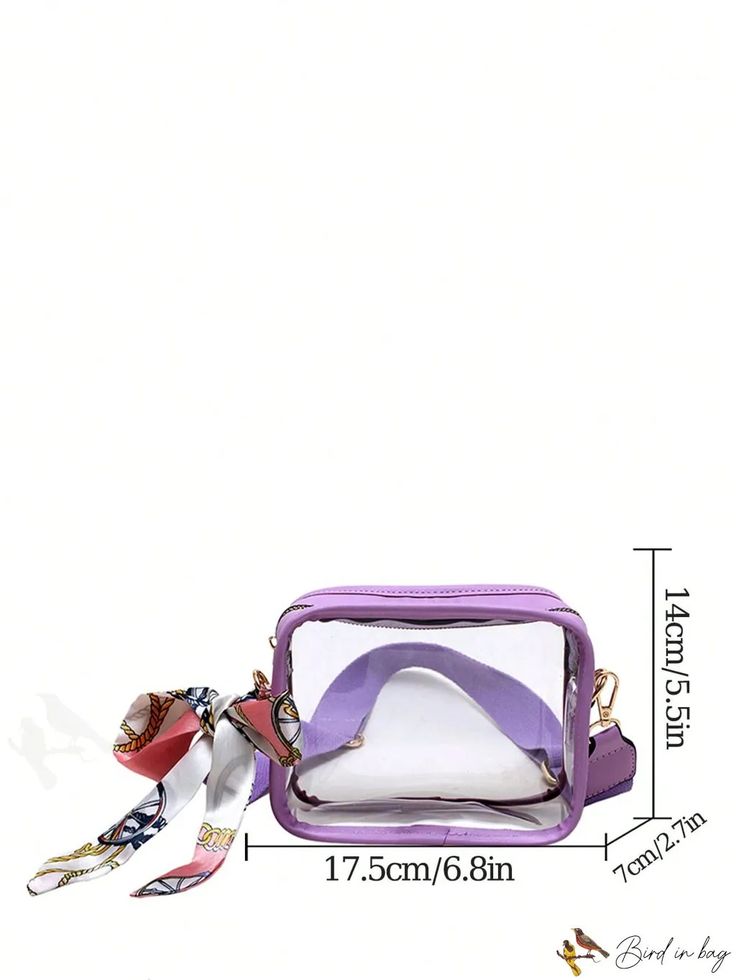 BirdinBag - PVC Clear Phone Bag: Fashionable Waterproof Shoulder Bag for Women with Adjustable Strap Polyvinyl Chloride, Word Wrap, Mini Shoulder Bag, Bag Bag, Square Bag, Phone Bag, Color Purple, Adjustable Straps, Bag Lady