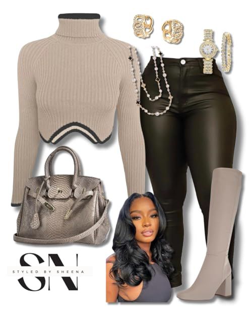 Casual Winter Outfit Black Women, Classy Birthday Outfits Winter, Baddie Winter Concert Outfits, January Bday Outfit, Long Boots Outfit Plus Size, Winter Night Out Outfit Black Women, Fall Outfits Black Women Amazon, Fall Outfits Black Women Work, Booties Outfit Black Women