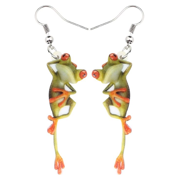 PRICES MAY VARY. Acrylic Classic Frog Design By DUOWEI,DUOWEI Have Copyright Earrings size:1.37"tall & 1.22" width; earrings weight: 2.8g Dainty cute frog earrings not only remain the beauty but also added a touch of delicate and lovely feel. Suitable for all Women and perfect as everyday earrings. It is great for the women that love frog. Gift it to your wife, mother and friends at Birthday, Graduation, Anniversary, Mother's day, Thanksgiving, Christmas or any special occasions. Perfect for any Acrylic Frog, Sweet Frog, Frog Earrings, Earrings Fancy, Frog Jewelry, Frog Design, Cute Frog, Cute Frogs, Acrylic Charms