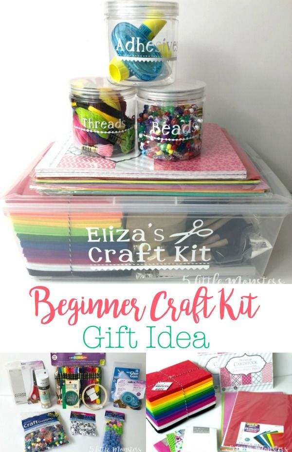 the beginner craft kit is displayed on top of a stack of books and other items