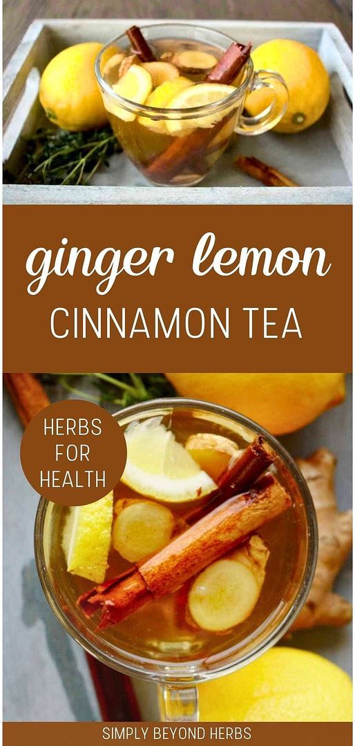 ginger lemon cinnamon tea in a glass cup