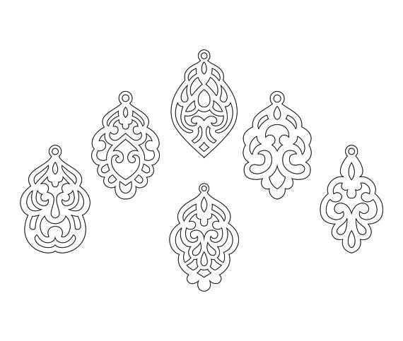 six ornamental ornaments are shown in black and white, with the wording below them