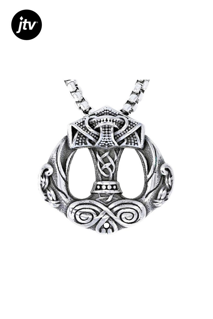 Artisan Collection of Ireland��� Stainless Steel Viking Anchor Pendant With 23" Chain. Measures Approximately 1.09"L x 1.16"W. Lobster Claw Closure. Oxidized. Viking Anchor, Anchor Pendant, Pendant With Chain, Lobster Claw, Vikings, Stainless Steel, Chain, Pendant