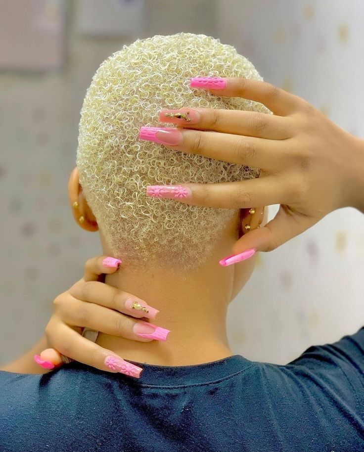 Blonde Tinted Hair, Color Depositing Conditioner, Short Bleached Hair, Short Platinum Blonde Hair, Big Chop Natural Hair, Natural Hair Twa, Short Dyed Hair, Girls With Shaved Heads, Color Mask