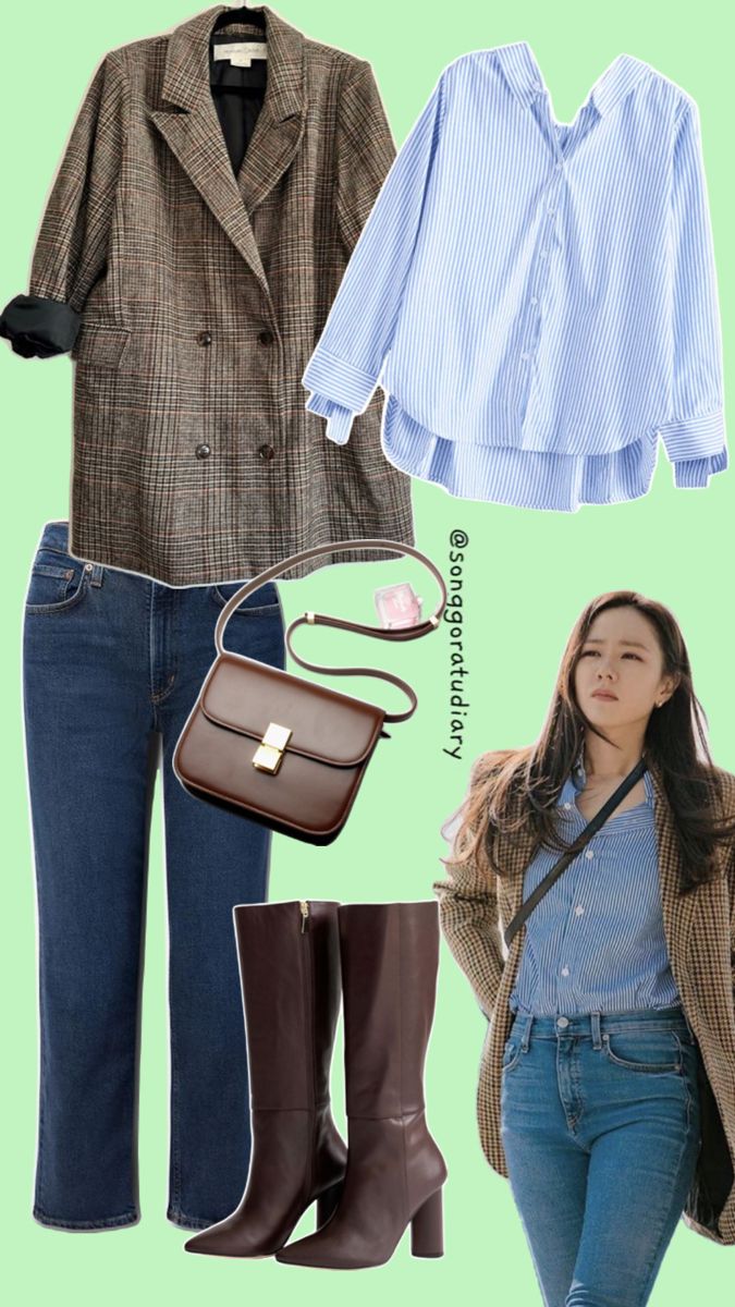 Mix & Match Motif Kotak-kotak KDrama Inspired Outfit Son Ye Jin Crash Landing on You KDrama Son Ye Jin Outfit, Kdrama Casual Outfit, Crash Landing On You Outfits, Kdrama Fashion Outfits, Crash Landing On You, Kdrama Inspired Outfits, Kdrama Outfits Women, Kd Outfits, Kdrama Outfits