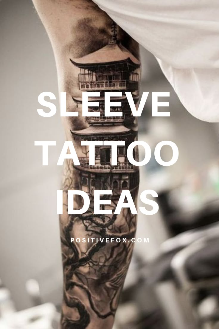 a man's leg with tattoos on it and the words sleeve tattoo ideas