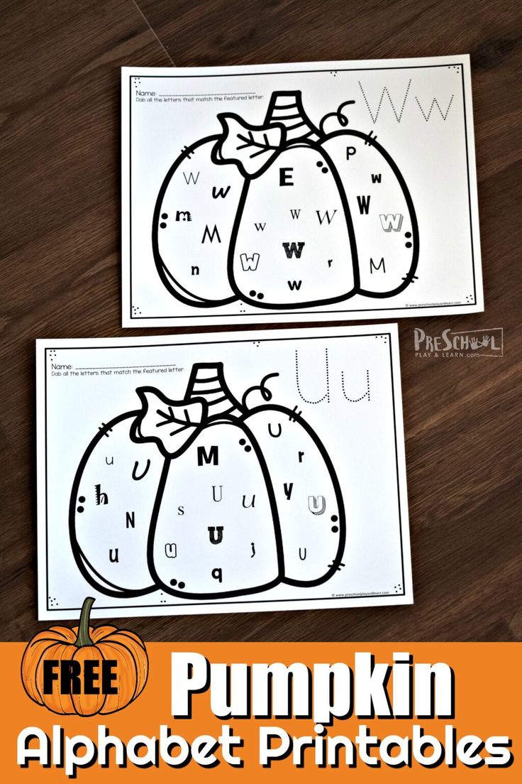 two pumpkin alphabet printables for kids to practice their handwriting and writing skills with the letter