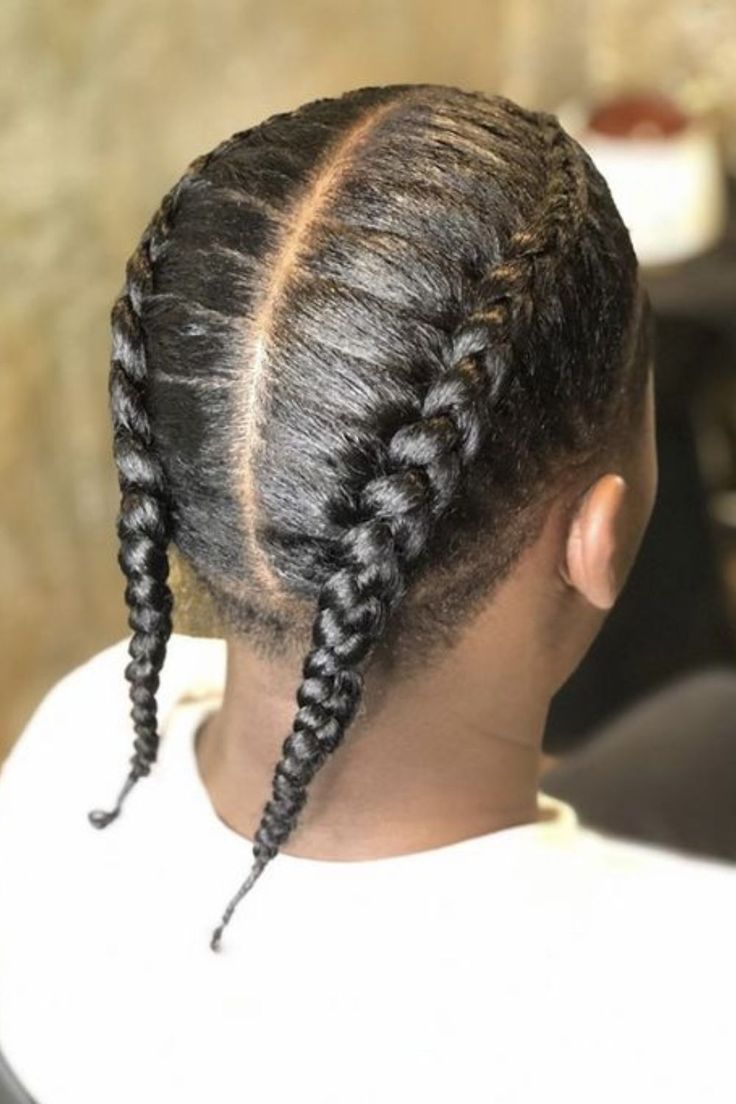 Hairstyles For Men Lines, Mens Two Braids Hairstyles, 2 Rows Of Cornrows, Mens Dutch Braids, Male French Braids, Mens 2 Braids Hairstyles, 2 Braids Men Black, 2 Stitch Braids Men, 2 Cornrows Men