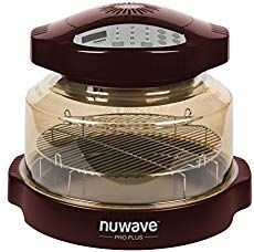 the nuwave pro plus electric smoker oven is purple and has two burners on each side