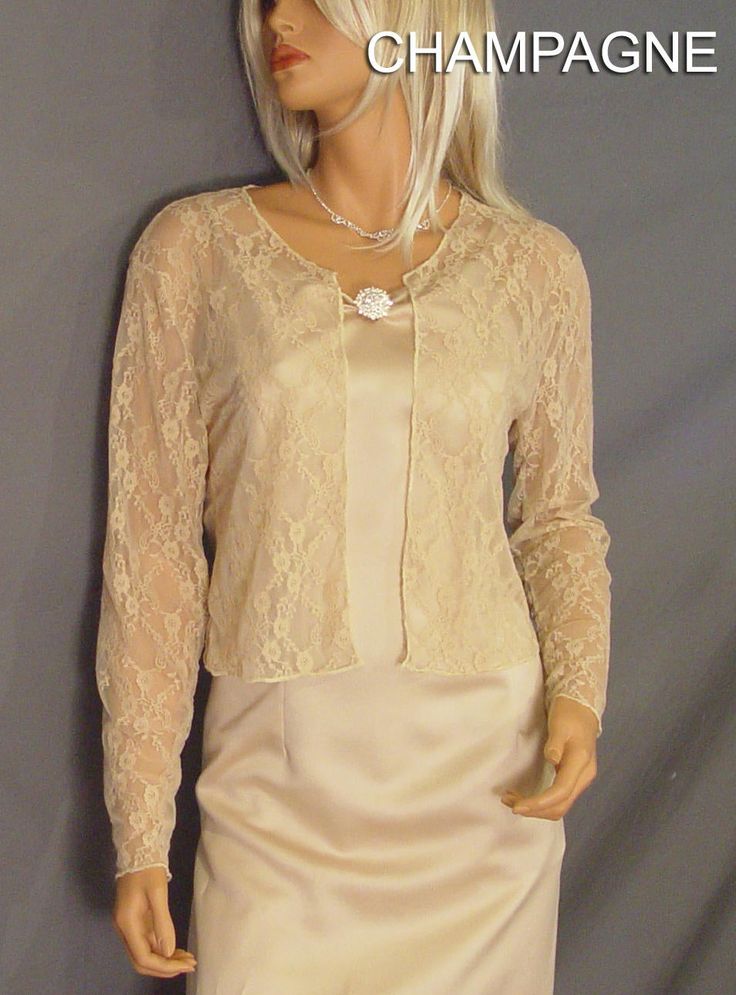 Comfortable and chic! Hip length Lace long sleeve bolero wedding jacket shrug. Perfect for anyone looking for a little extra coverage. Made From 40% Nylon & 60% Soft Rayon Lace Fabric To Give It A Nice Drape & The Stretchability To Last! Newly made in each size and ready to ship. VIEW PICTURES FOR SIZE AND MEASUREMENT CHART If you are needing more then four of this item just let us know. We are happy to offer VOLUME DISCOUNTS We keep several in each size in stock so that we can ship all Elegant Long Sleeve Mother Of The Bride Dress, Champagne Fitted Long Sleeve Mother Of The Bride Dress, Long Sleeve Evening Dress For Mother Of The Bride, Elegant Stretch Shrug For Spring, Spring Formal Fitted Shrug, Elegant Long Sleeve Champagne Mother Of The Bride Dress, Elegant Champagne Long Sleeve Mother Of The Bride Dress, Elegant Party Shrug For Fall, Spring Long Sleeve Formal Mother Of The Bride Dress