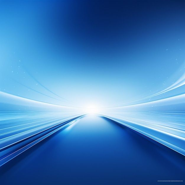 an abstract blue background with white lines and light at the end is shown in this image