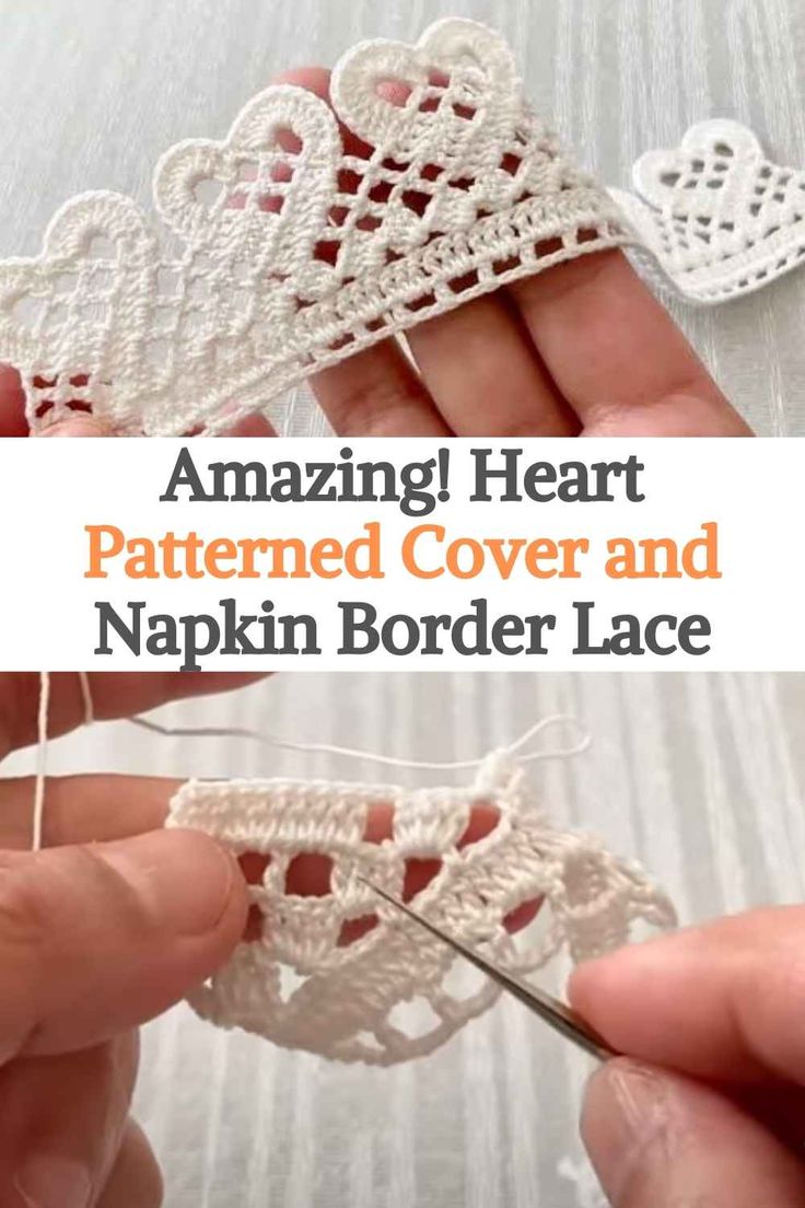 someone is crocheting an intricate heart pattern on the side of a piece of fabric