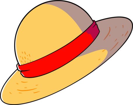 a yellow hat with a red ribbon around the brim