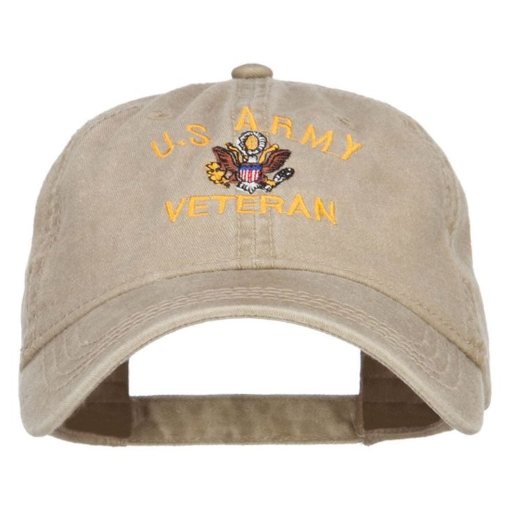 PRICES MAY VARY. Made of 100% cotton. One size fits most with an adjustable buckle closure, fitting up to XL size. Same material inner hatband. Adult/Unisex. Crown measures 3 1/2 inches deep. Military logo of US Army Veteran is embroidered on the front crown.
1 small ventilation hole placed on each panel of crown.
Bill is stiff and pre curved, same color under bill.
Unconstructed crown.
6 panels.
Low profile.
Our Army Veteran embroidery cap is perfect for those who had served in the US Army and Military Style Snapback Baseball Cap In Cotton, Military Style Khaki Cotton Baseball Cap, Khaki Cotton Military Baseball Cap, Military Style Baseball Cap With Embroidered Logo, Military-style Cotton Snapback Hat, Military Cotton Snapback Hat, Military Style Cotton Snapback Hat, Adjustable Military Cap, Khaki Cotton Baseball Cap