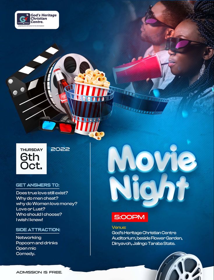 the movie night flyer is designed to look like an advertisement