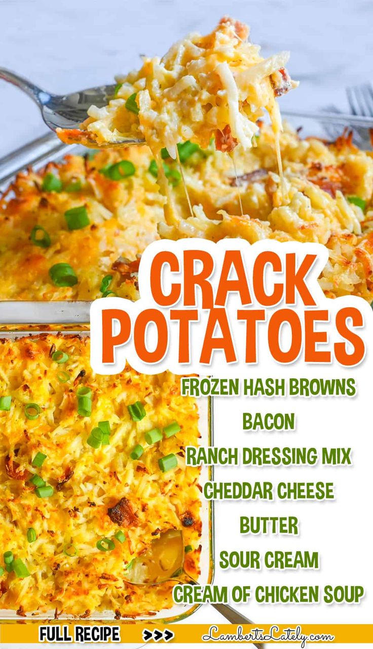 Cheddar Bacon Potatoes, Cracked Potatoes Recipe, Cracked Potatoes, Potluck Recipes For A Crowd, Potato Squares, Company Potatoes, Ranch Potato Recipes, Baked Potato Salad Recipe, Bacon Cheese Potatoes