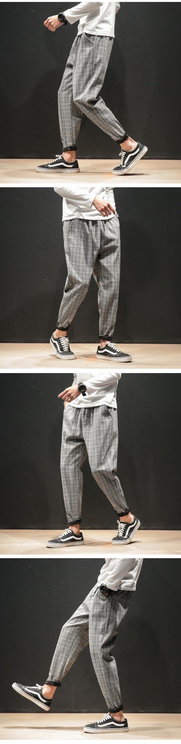 FREE SHIPPING Japanese Streerwear Plaid Pants JKP4599 Casual Tapered Leg Pants, Urban Ankle-length Pants For Fall, Casual Plaid Bottoms With Pockets, Casual Leather Pants For Streetwear, Plaid Bottoms For Fall Streetwear, Plaid Cotton Pants For Streetwear, Casual Plaid Pants For Spring, Casual Stretch Harem Pants, Casual Plaid Bottoms With Elastic Waistband