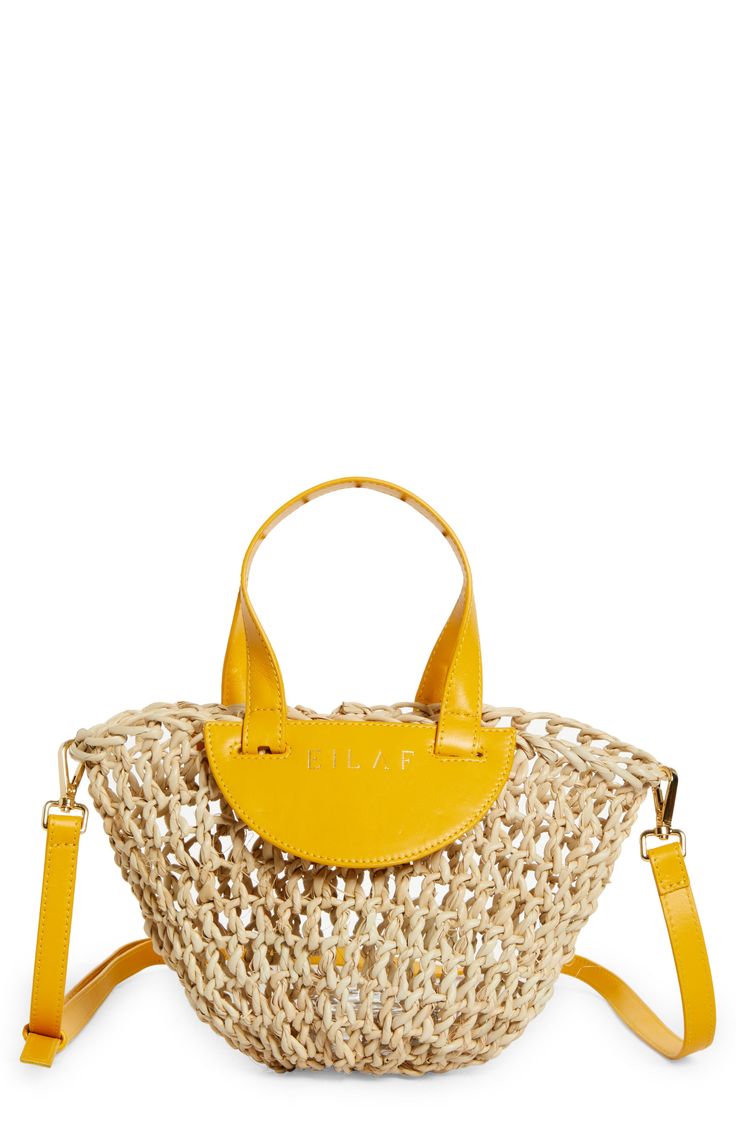 Woven from palm leaves using techniques from Darfur, Sudan, and topped with Italian leather, this summery bag will accompany you from the city to the beach. Bridge-clip closure Top carry handles; removable, adjustable crossbody strap Doum palm/leather Made in Spain Designer Handbags Black Owned/Founded Trendy Summer Straw Bag With Detachable Strap, Natural Straw Bag With Detachable Strap For Daily Use, Rectangular Summer Straw Bag With Detachable Strap, Natural Straw Satchel Bag With Detachable Strap, Trendy Natural Bucket Bag With Detachable Strap, Eco-friendly Straw Bag With Detachable Handle For Beach, Natural Satchel Straw Bag With Detachable Strap, Summer Beach Bag With Detachable Handle In Natural Color, Casual Beach Bag With Detachable Handle In Natural Color