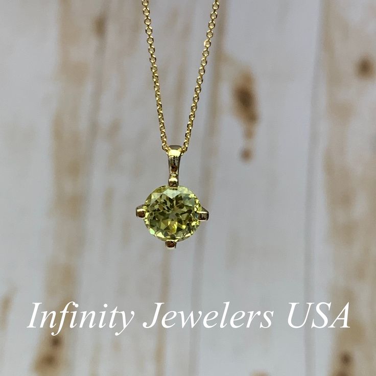 "The pendant pictured is lab created yellow sapphire #6981 -Approximate total carat weight: approx. 1.90ctw diamond equivalent -Center Stone Size: 8mm - approx. 1/90ct diamond equivalent -Center Stone Shape: round -Gem Type: lab created sapphire -Stone Clarity: VS2 -Stone Color: sweet yellow -Moh's Scale: 9 hardness -Metal Type and Purity: 14k white gold -Setting: 4 prong basket head -Chain: delicate 14k gold chain / heavier option with lobster claw available (use dropdown to select -Country of Yellow Birthstone Jewelry In Cubic Zirconia, Yellow Cubic Zirconia Birthstone Jewelry, Gia Certified Yellow Gold Necklace For Anniversary, Yellow Gold Jewelry With Round Cut Yellow Sapphire, Yellow Gold Round Cut Yellow Sapphire Jewelry, Yellow Sapphire Jewelry As A Gift, Classic Yellow Diamond Jewelry, Yellow Birthstone Jewelry Round Cut, Elegant Yellow May Birthstone Jewelry