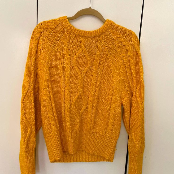 New With Tag, Never Worn, Yellow Cable Knit Crew Neck Sweater. Gap Crew Neck Sweater For Fall, Gap Long Sleeve Winter Sweater, Gap Crew Neck Sweater For Spring, Gap Knit Sweater For Fall, Gap Long Sleeve Knit Tops, Gap Knit Tops For Winter, Cozy Long Sleeve Gap Sweater, Fall Yellow Cable Knit Top, Winter Yellow Cable Knit Sweater