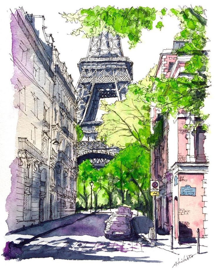 a drawing of the eiffel tower in paris