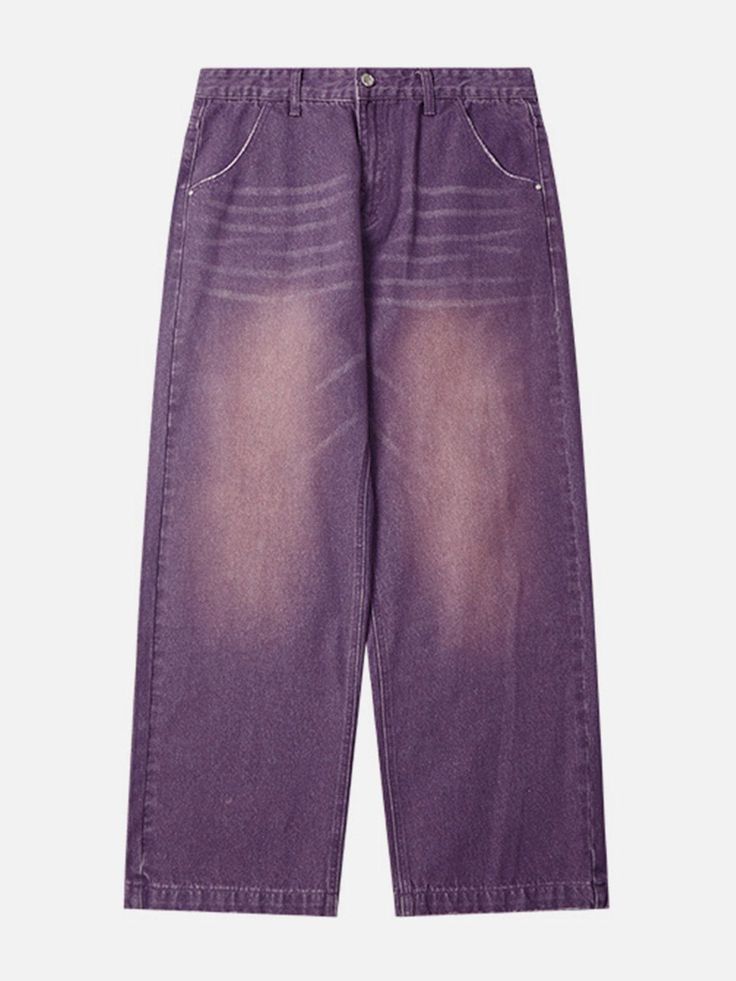 TALISHKO - Wide-leg Washed Jeans Oversized Five Pockets Pants For Streetwear, Oversized Five-pocket Pants For Streetwear, Baggy Purple Straight Leg Jeans, Purple Straight Leg Pants For Streetwear, Purple Straight Leg Jeans For Streetwear, Purple Baggy Straight Leg Jeans, Baggy Straight Leg Purple Jeans, Straight Leg Purple Jeans For Streetwear, Purple Baggy Cotton Jeans