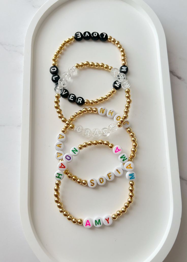 Custom Name Bead Bracelet Kids Name Bracelet Family - Etsy Name Bead Bracelet, Kids Name Bracelet, Family Bracelet, Baby Flower Crown, Minnie Mouse Headband, Baby Crown, Family Bracelets, Christmas Bracelet, Name Bracelet