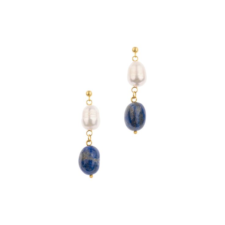 Crafted to perfection, these exquisite earrings combine the timeless beauty of lustrous Pearls with the rich, deep blue hues of Lapis Lazuli. Their graceful drop design adds a touch of sophistication to any outfit, making them the perfect accessory for both formal occasions and everyday wear. With these earrings, you'll exude a sense of classic style and sophistication, effortlessly enhancing your look. Embrace the perfect blend of luxury and simplicity with our Pearl and Lapis Lazuli Drop Earri Blue And Pearl Earrings, Pearl Birthstone, September Birthstone Jewelry, August Birthstone Jewelry, July Birthstone Jewelry, Drop Design, Jewelry Ring Box, Outfit Making, Pearl Jewellery Earrings