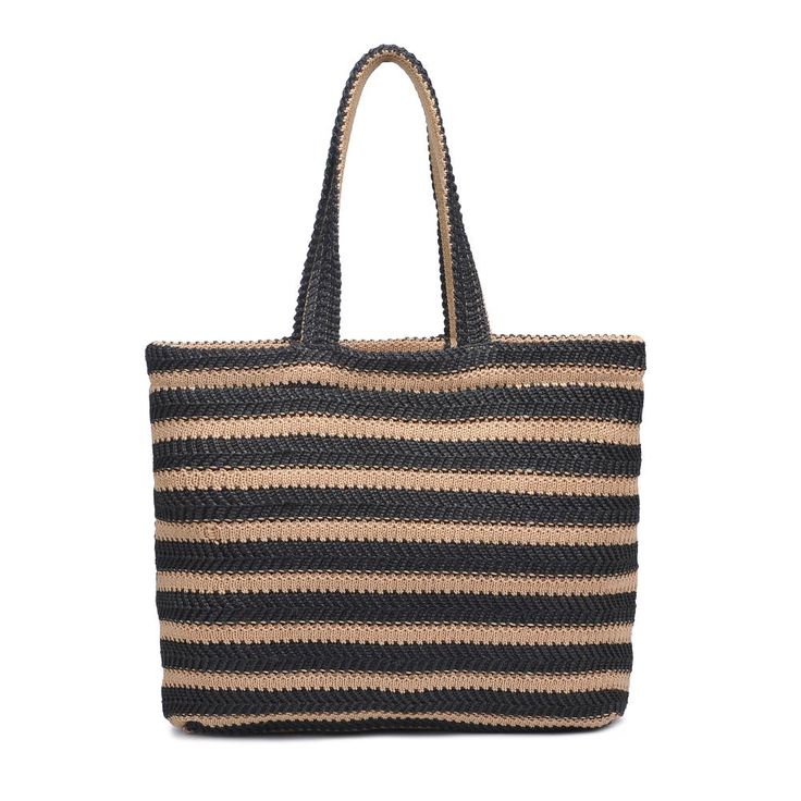 The epitome of laid-back chic, perfect for beach days or farmer's market strolls! With a breezy open closure and a woven all-over exterior featuring a stripe design, this tote effortlessly combines style with functionality. Inside, the printed fabric lining, 1 zip pocket, and 2 slip pockets make it your go-to for a fashionable and organized outing. Embrace the sunshine with a tote designed for those sunny adventures! Item Type: Tote Material: Straw Closure: Open Exterior Details: Woven All-over, Striped Beach Bag For Everyday Summer Use, Chic Woven Leather Beach Bag, Summer Beach Tote With Striped Lining, Summer Beach Bag With Striped Lining, Striped Tote Bag For Summer, Casual Striped Rectangular Straw Bag, Striped Shoulder Bag For Daily Summer Use, Striped Shoulder Bag For Daily Use In Summer, Casual Vacation Bags With Striped Lining