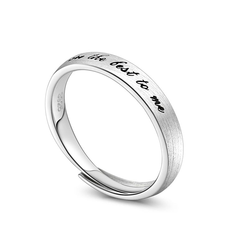 This band is more than just a piece of jewelry; it's a symbol of deep affection and devotion. Crafted with precision and care, it exudes a sense of timeless elegance and sophistication. Embrace the power of love with our men's sterling silver band, engraved with the heartfelt words "You are the love to me." It's a timeless piece that will forever hold a special place in your heart.Material: 925 SilverPlating Color: Silver Adjustable Sterling Silver Jewelry With Engraved Text, Adjustable Symbolic Jewelry With Engraving Option, Adjustable Engraved Band Jewelry, Meaningful Adjustable Jewelry With Engraving Option, Adjustable Meaningful Jewelry With Engraving Option, Classic Engraved Promise Jewelry, Minimalist Adjustable Jewelry With Engraved Text, Elegant Jewelry With Engraved Text For Father's Day, Elegant Engraved Jewelry For Father's Day